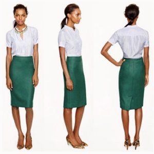 J Crew No 2 double serged wool pencil skirt in classic green sz 8